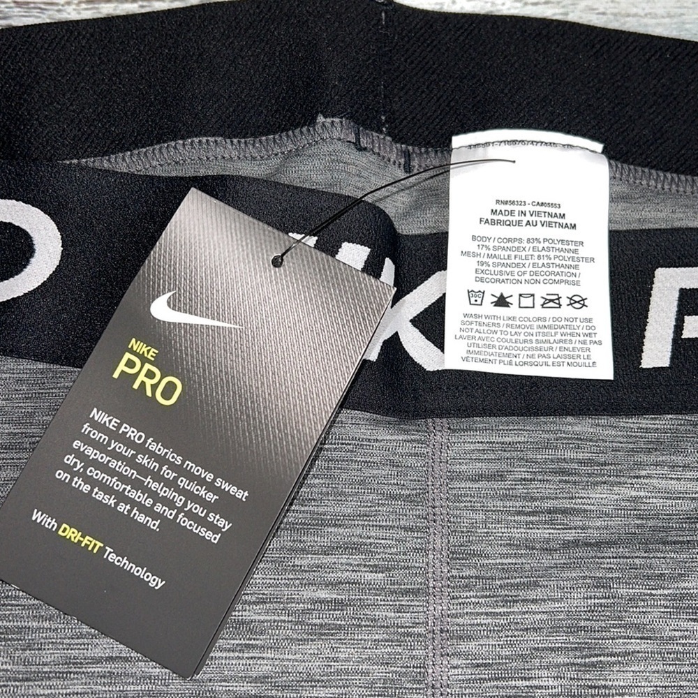 Nike Women’s Pro Grey/Black With Nike Waist Band Dri-Fit Training Tights Size 1X - Picture 7 of 9